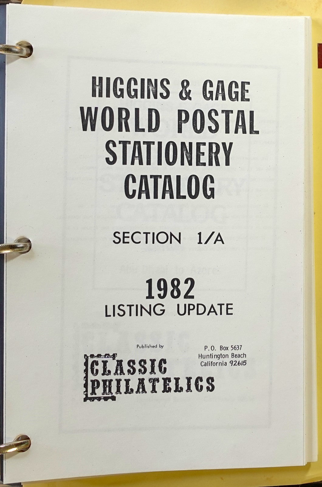 Higgins & Gage World Postal Stationery Catalogs A-Z ZAYIX