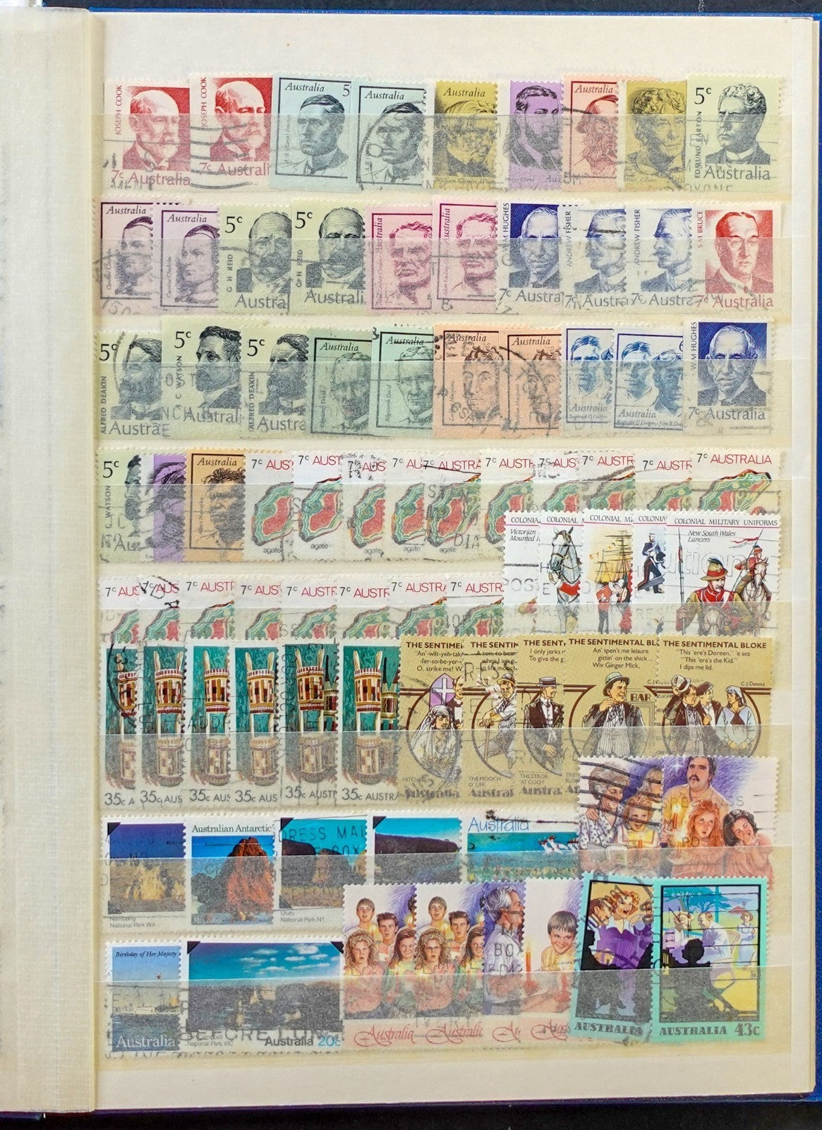 Australia & New Zealand Stamp Collection Stockbook 16 Pages Used Stamps  ZAYIX
