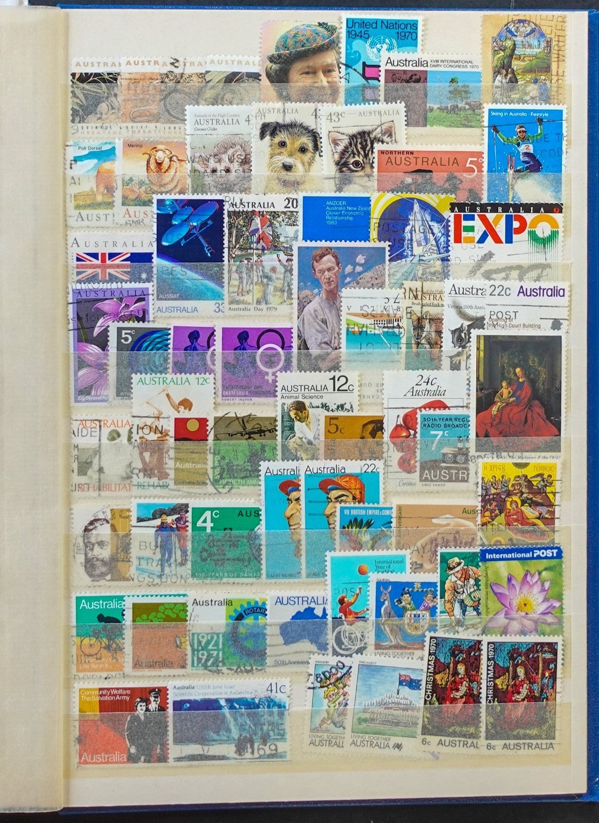 Australia & New Zealand Stamp Collection Stockbook 16 Pages Used Stamps  ZAYIX