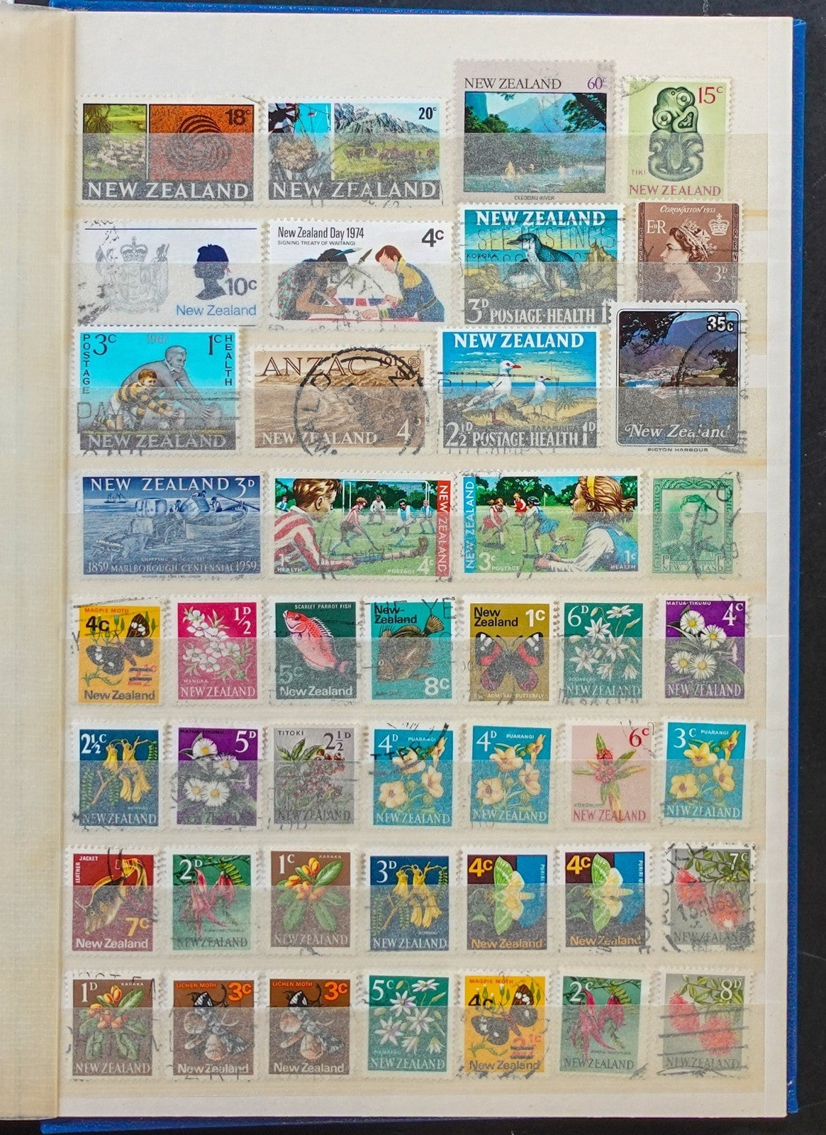 Australia & New Zealand Stamp Collection Stockbook 16 Pages Used Stamps  ZAYIX