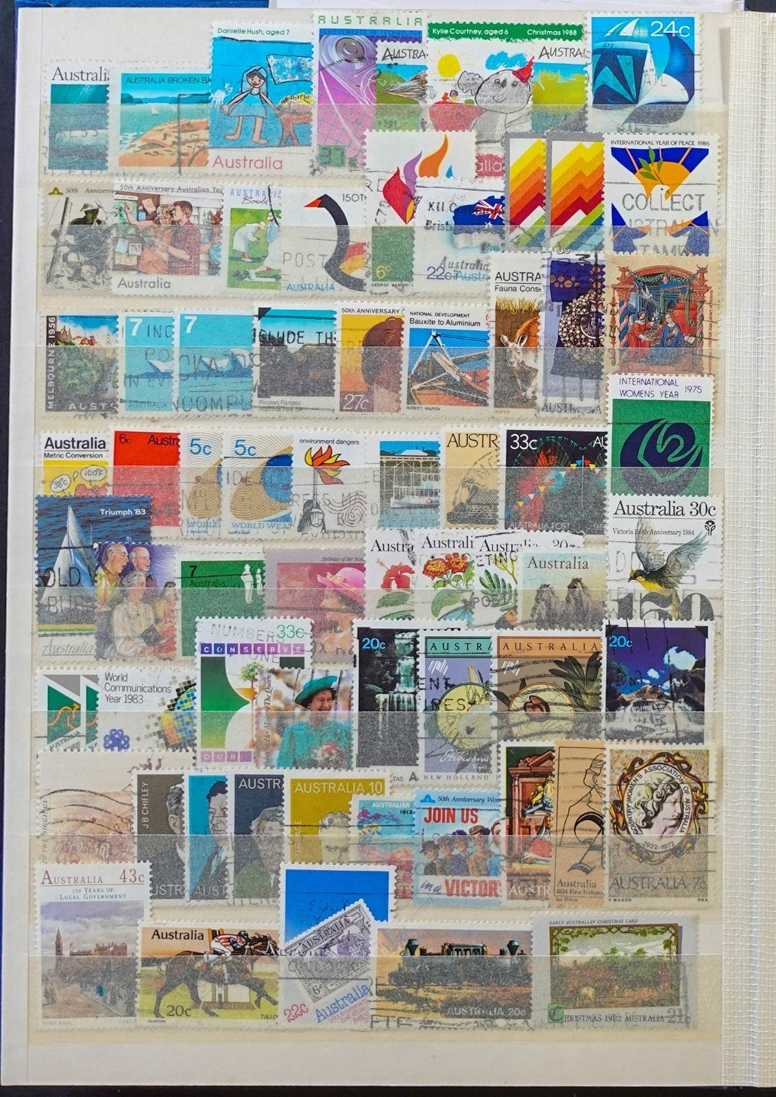 Australia & New Zealand Stamp Collection Stockbook 16 Pages Used Stamps  ZAYIX