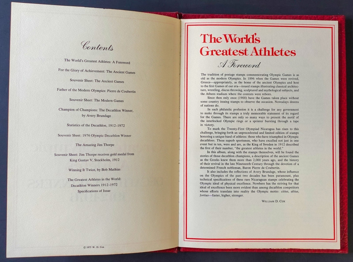 Nicaragua The Greatest Olympic Athletes Stamp Collection Album 1912-1976 ZAYIX