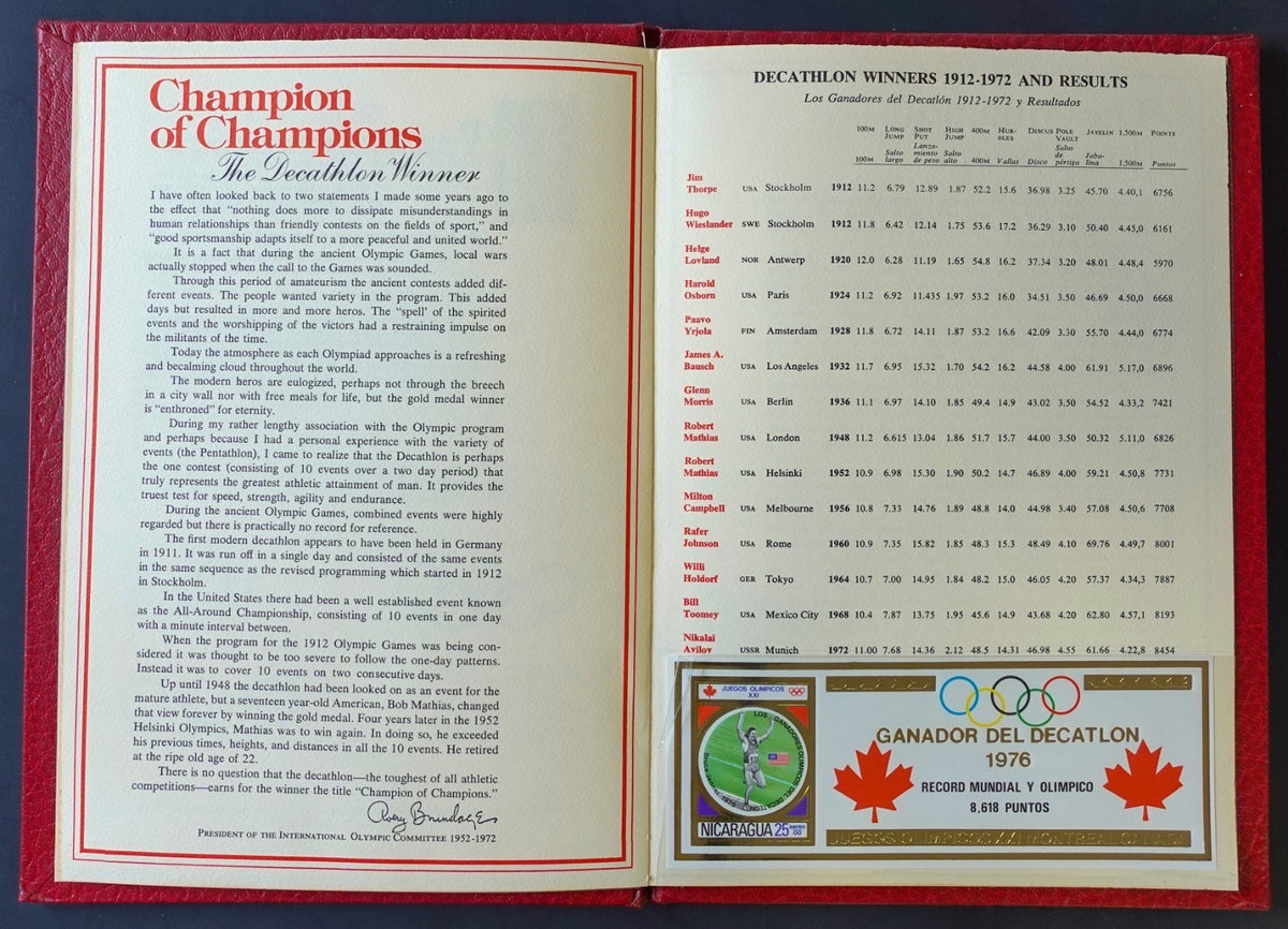 Nicaragua The Greatest Olympic Athletes Stamp Collection Album 1912-1976 ZAYIX