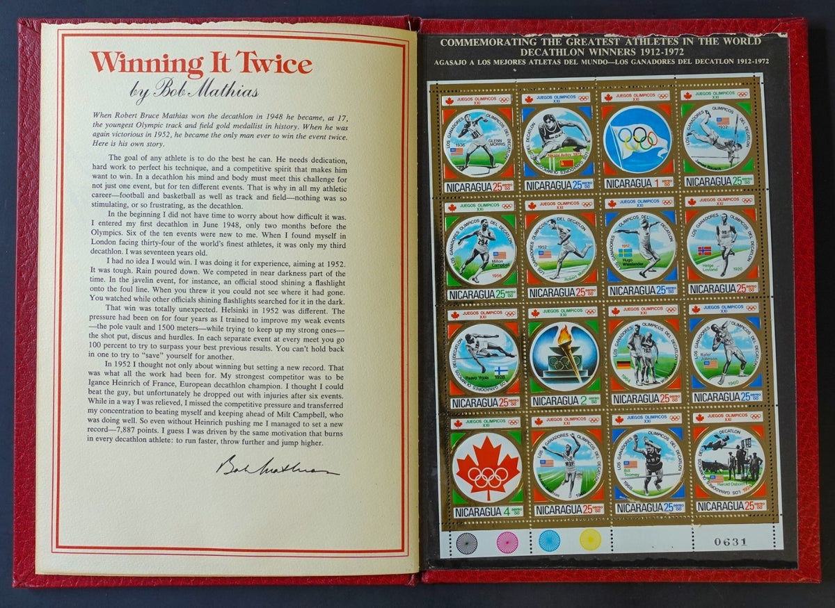 Nicaragua The Greatest Olympic Athletes Stamp Collection Album 1912-1976 ZAYIX