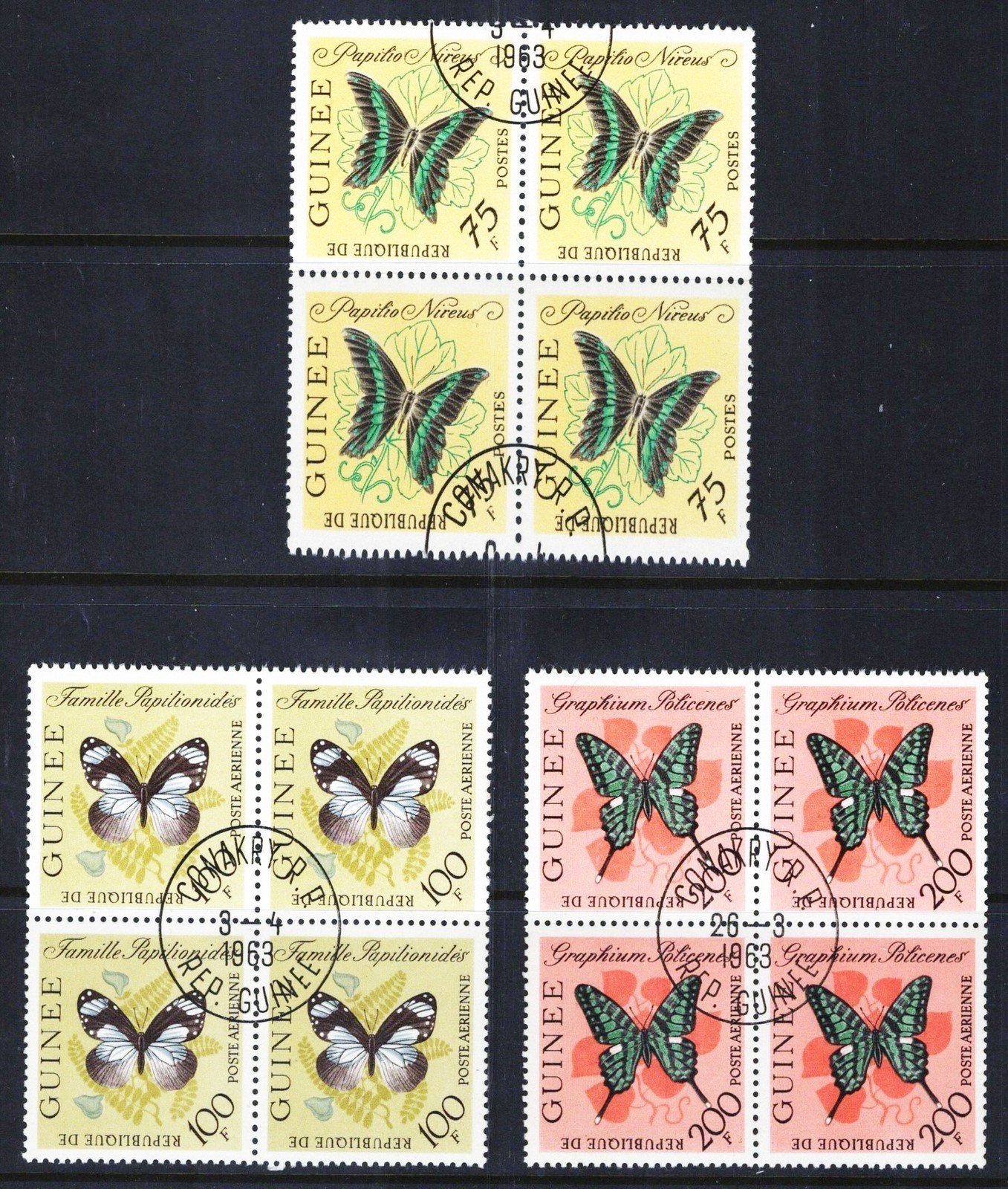 Guinea 304, C47-C48 Used / CTO Butterflies Insects Blocks ZAYIX 111422S47M