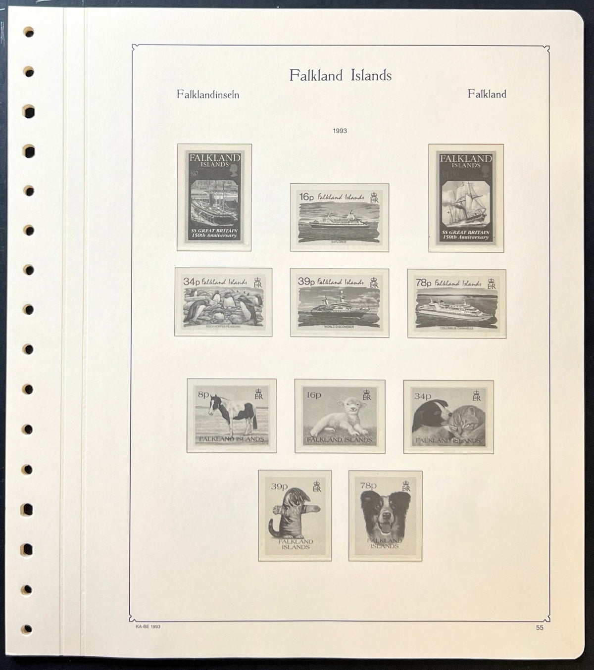Falkland Islands & Dependencies KABE Hingeless Album Pages 1993-1994 ZAYIX
