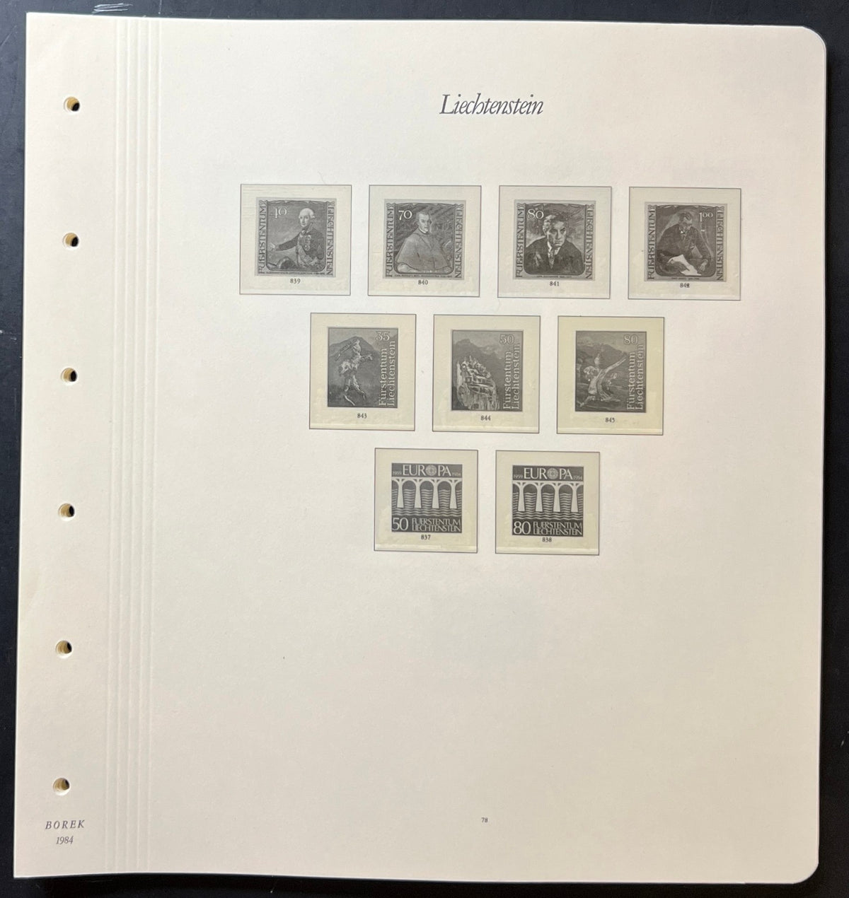 Liechtenstein Borek Illustrated Hingeless Album Pages 1984-1994 ZAYIX