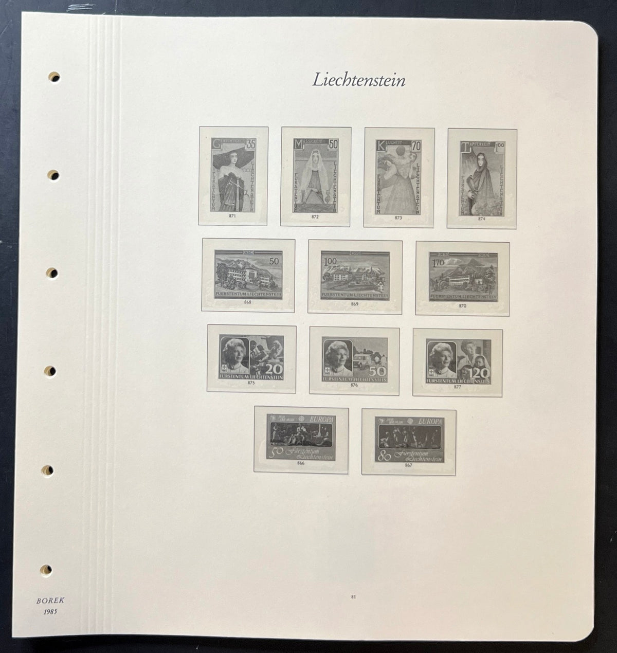Liechtenstein Borek Illustrated Hingeless Album Pages 1984-1994 ZAYIX