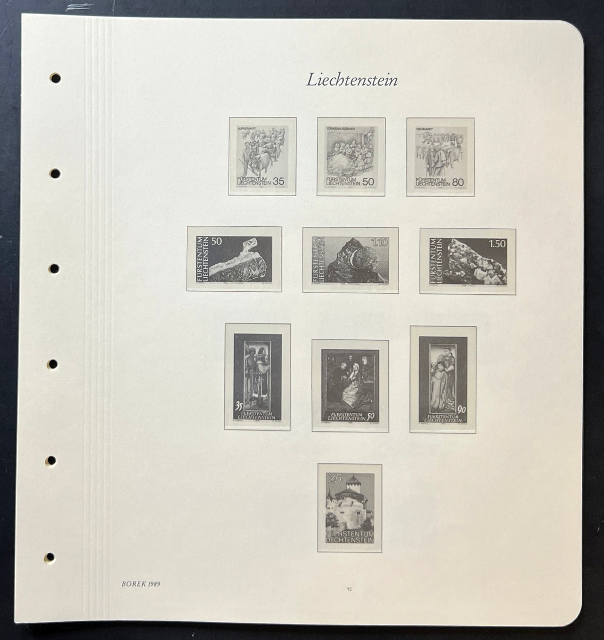 Liechtenstein Borek Illustrated Hingeless Album Pages 1984-1994 ZAYIX