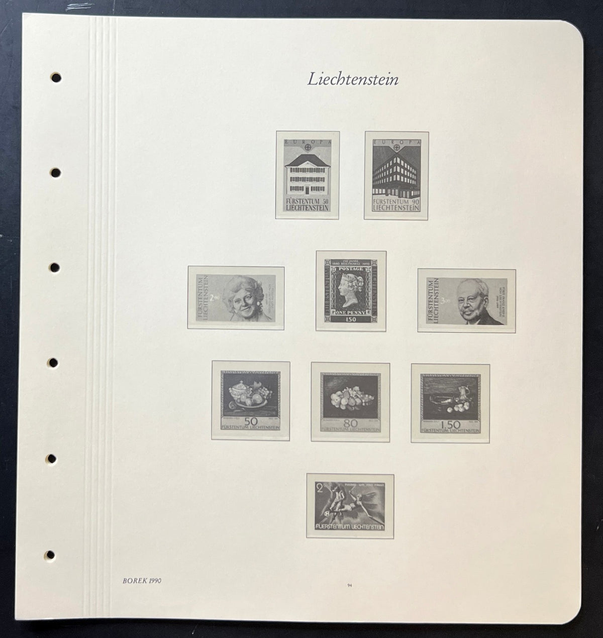 Liechtenstein Borek Illustrated Hingeless Album Pages 1984-1994 ZAYIX