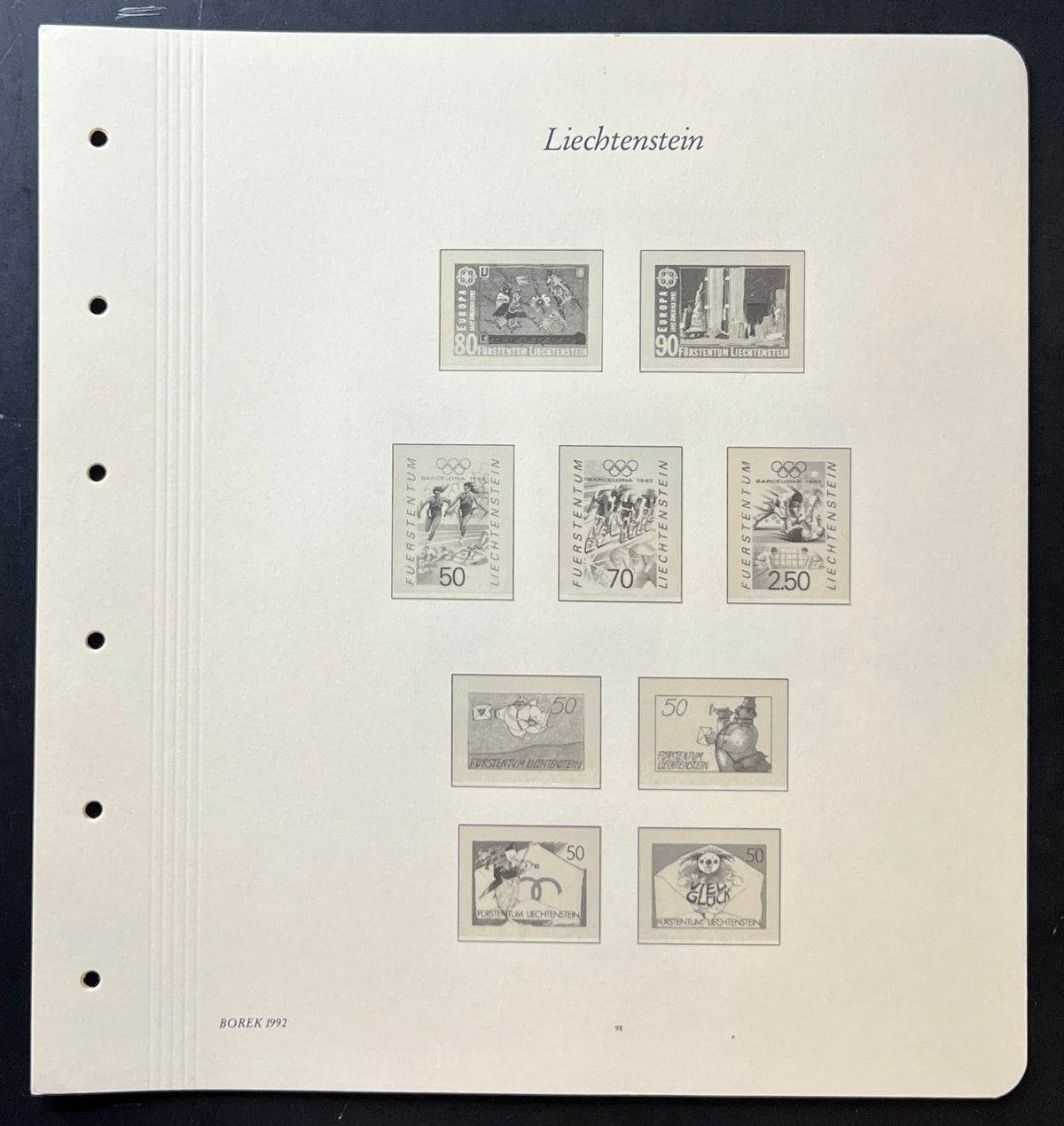 Liechtenstein Borek Illustrated Hingeless Album Pages 1984-1994 ZAYIX