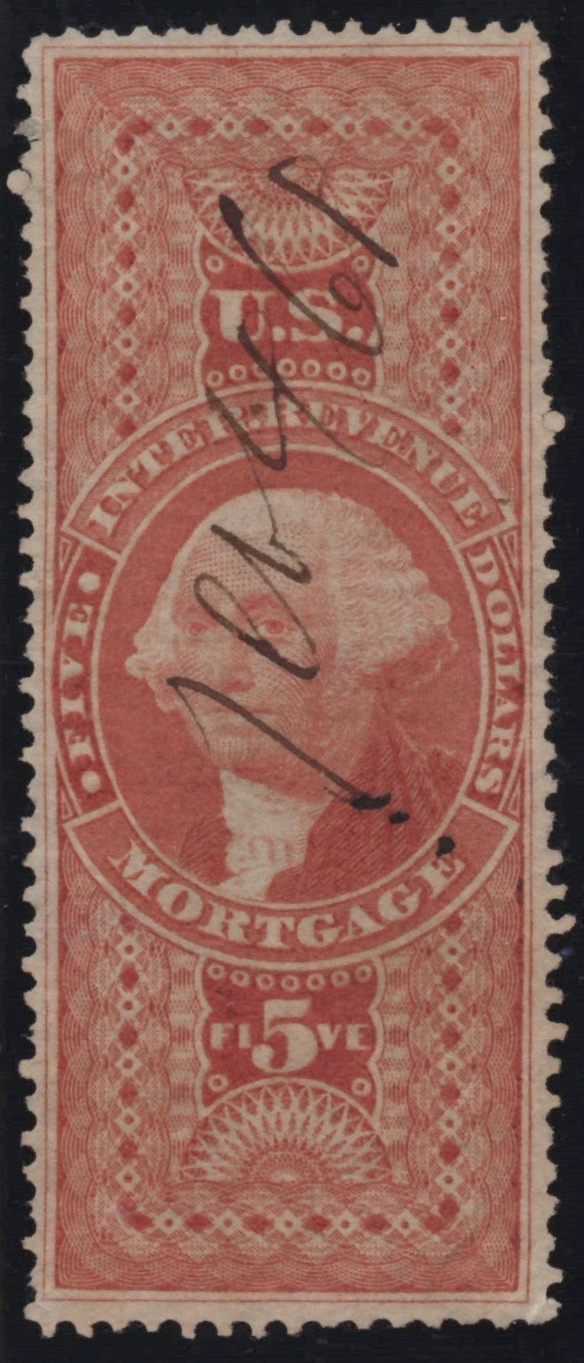 U.S. R91c Mortgage Red Perforated $5 Used VF 1862-1871 ZAYIX