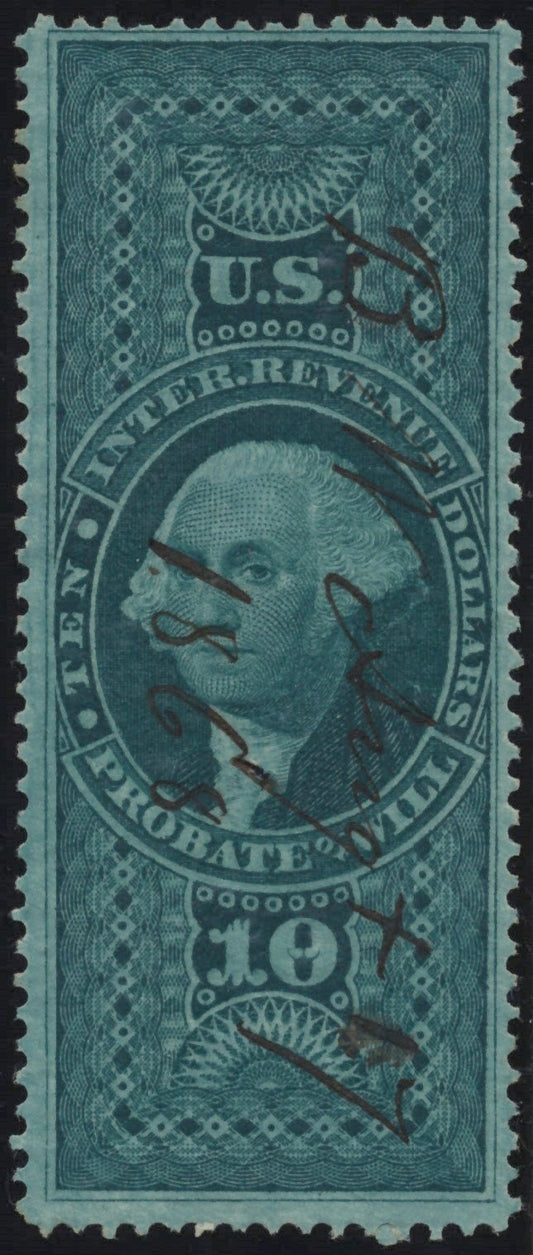 U.S. R96c Probate Of Will Green Perforated $10 Used F/VF 1862-1871 ZAYIX