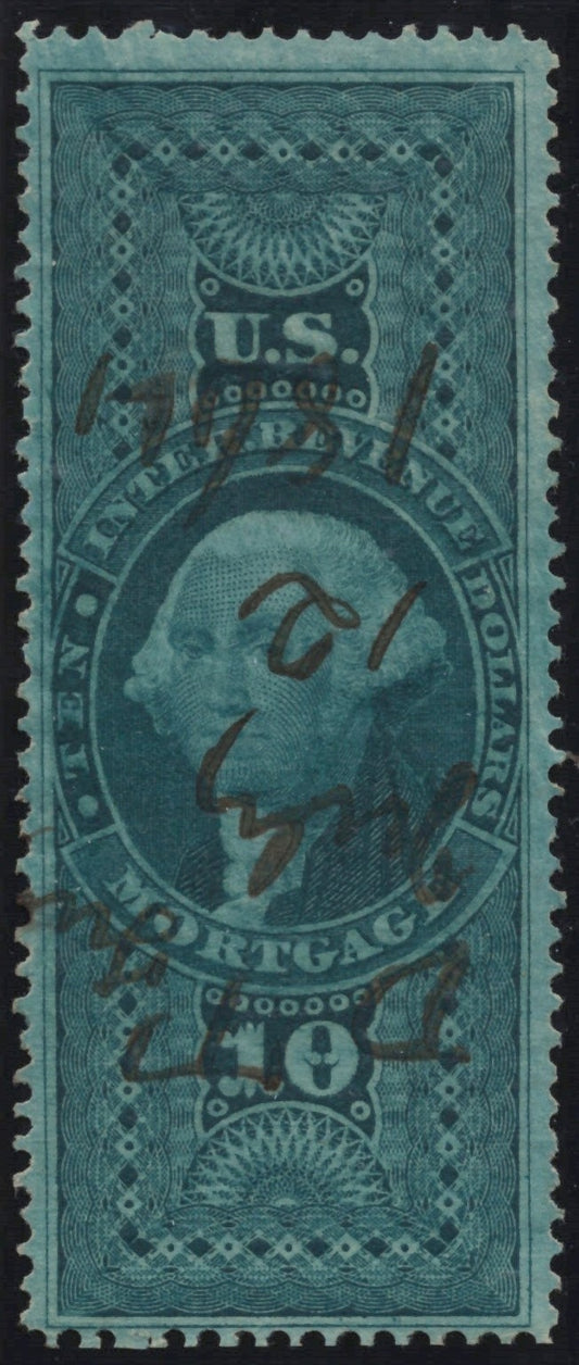 U.S. R95c Mortgage Green Perforated $10 Used VF 1862-1871 ZAYIX