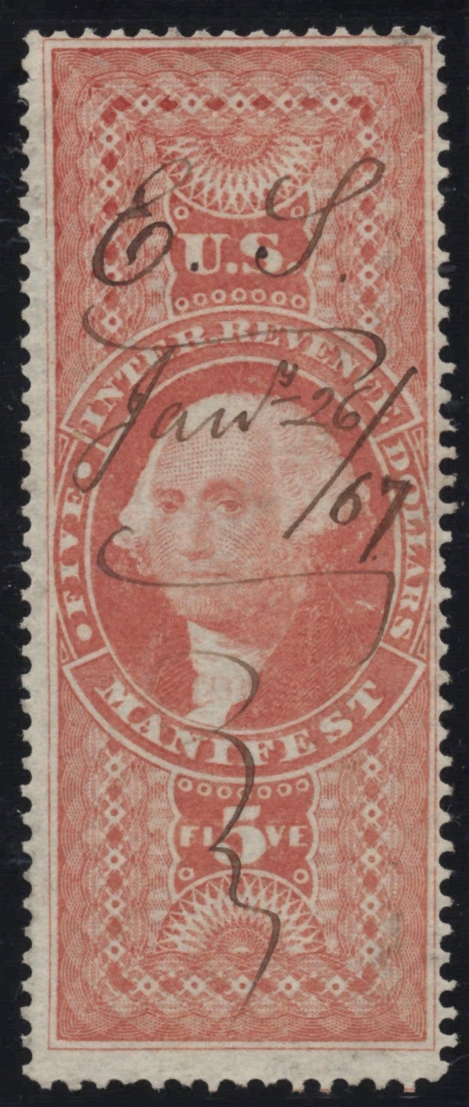 U.S. R90c Manifest Red Perforated $5 Used F/VF 1862-1871 ZAYIX