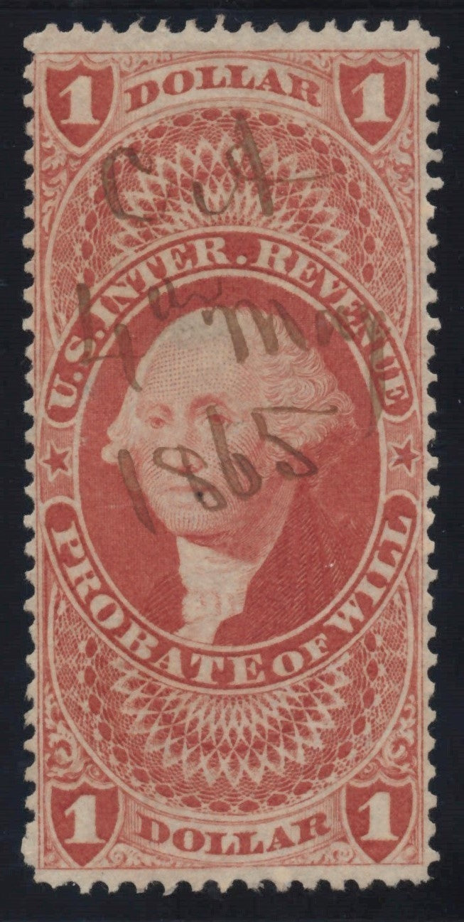 U.S. R76c Probate Of Will Red Perforated 1$ Used VF 1862-1871 ZAYIX