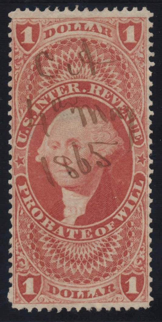 U.S. R76c Probate Of Will Red Perforated 1$ Used VF 1862-1871 ZAYIX