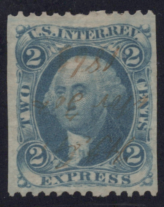 U.S. R9b Express Blue Partially Perforated 2-Cent Used 1862-1871 ZAYIX