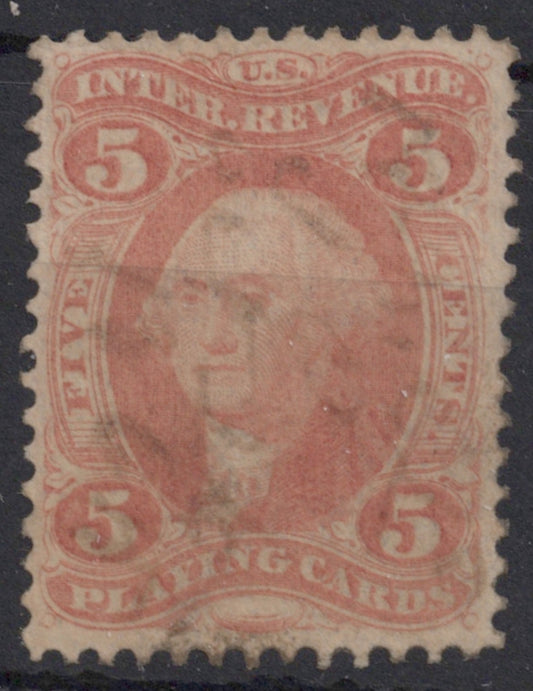 U.S. R28c Playing Cards Red Perforated 5-Cent Used VF 1863 ZAYIX