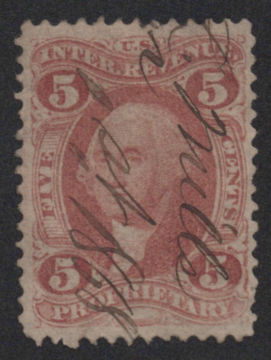 U.S. R29c Proprietary Red Perforated 5-Cent Used VF 1864 ZAYIX