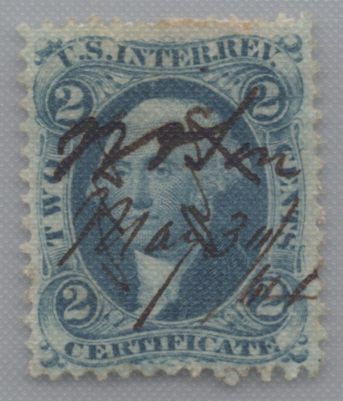U.S. R7c Certificate Blue Perforated 2-Cent Used 1862-1871 ZAYIX