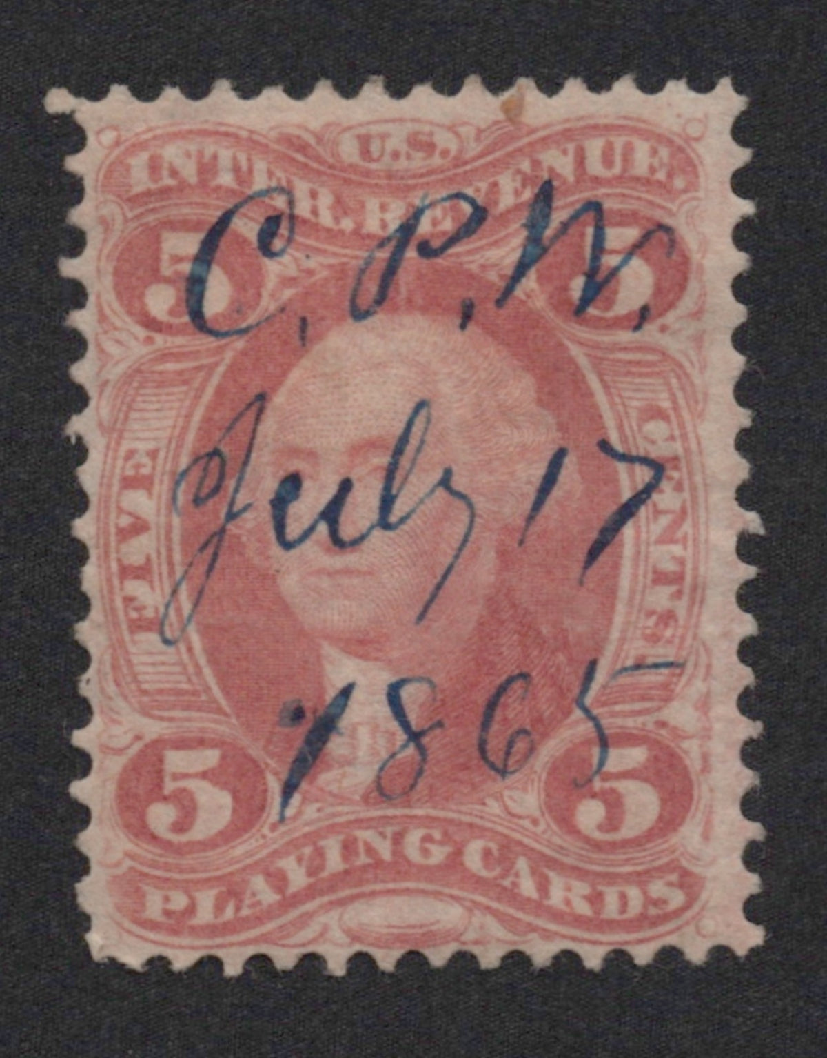 U.S. R28c Playing Cards Red Perforated 5-Cent Used F/VF 1863 ZAYIX