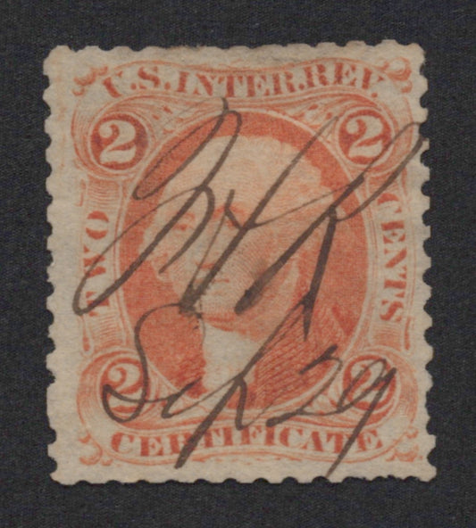U.S. R8c Certificate Orange Perforated 2-Cent Used F/VF 1862-1871 ZAYIX