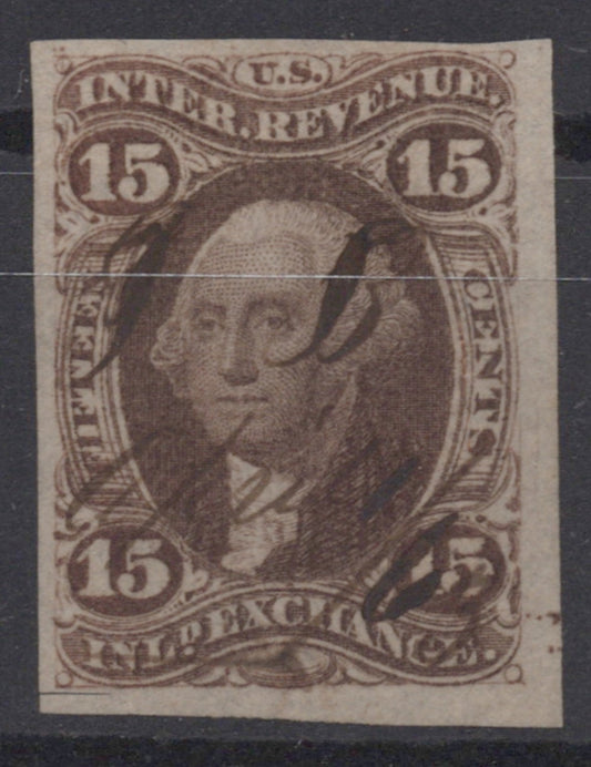 U.S. R40a Inland Exchange Brown Imperforated 15-Cent Used VF 1862-1871 ZAYIX