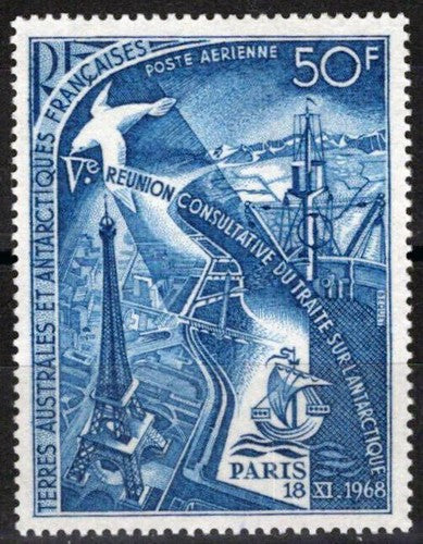 FSAT TAAF C17 MNH Air Post Antarctic Research Ships Eiffel Tower ZAYIX FSAS0184M