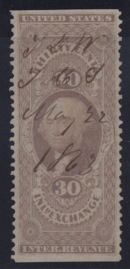 U.S. R52b Inland Exchange Lilac 30-Cent Used VF 1862-1871 ZAYIX