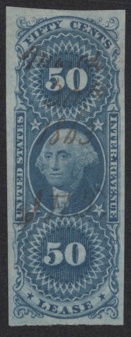 U.S. R57a Lease Blue Imperforated 50-Cent Used VF 1862-1871 ZAYIX
