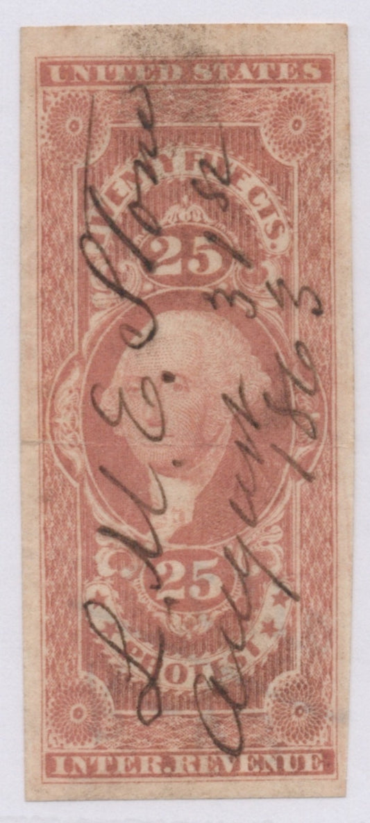 U.S. R49a Protest Red Imperforated 25-Cent Used VF 1862-1871 ZAYIX