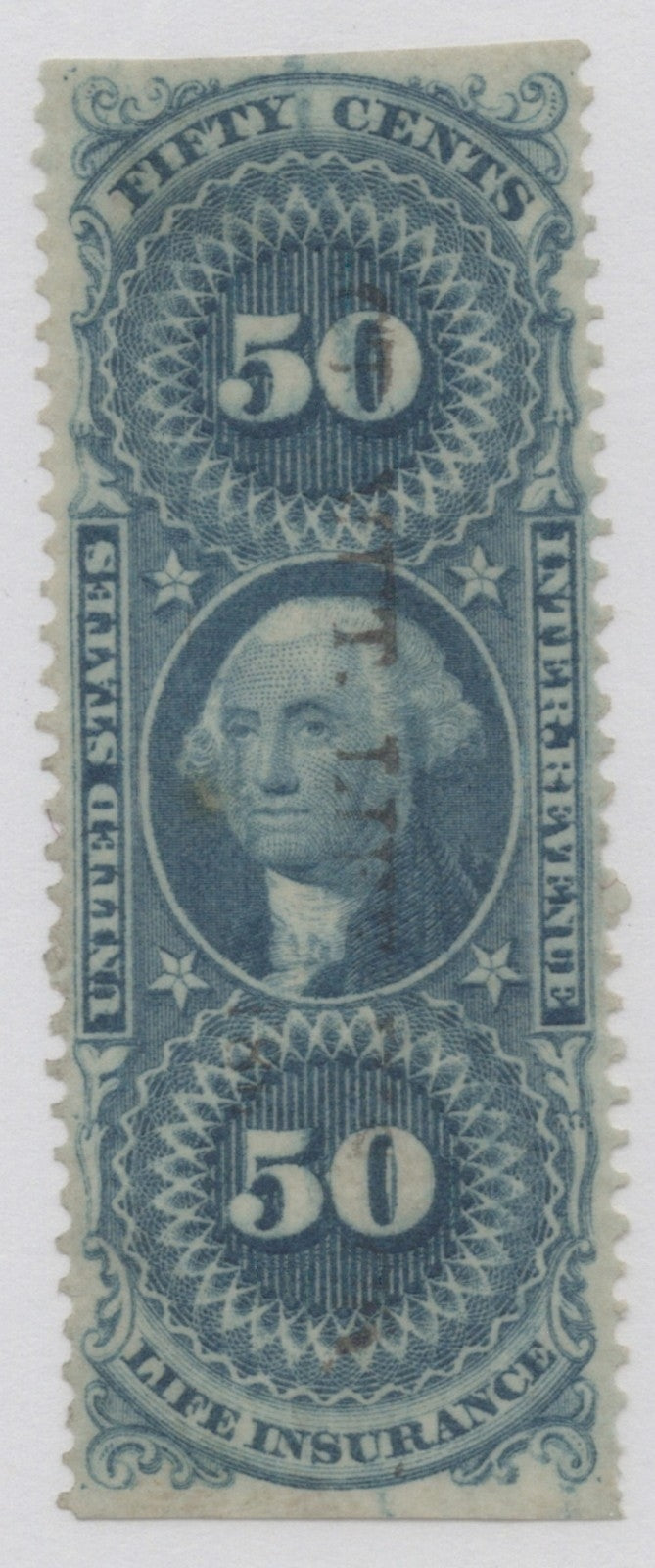 U.S. R58B Life Insurance Blue 50-Cent Used/Lightly Hinged 1862-1871 ZAYIX