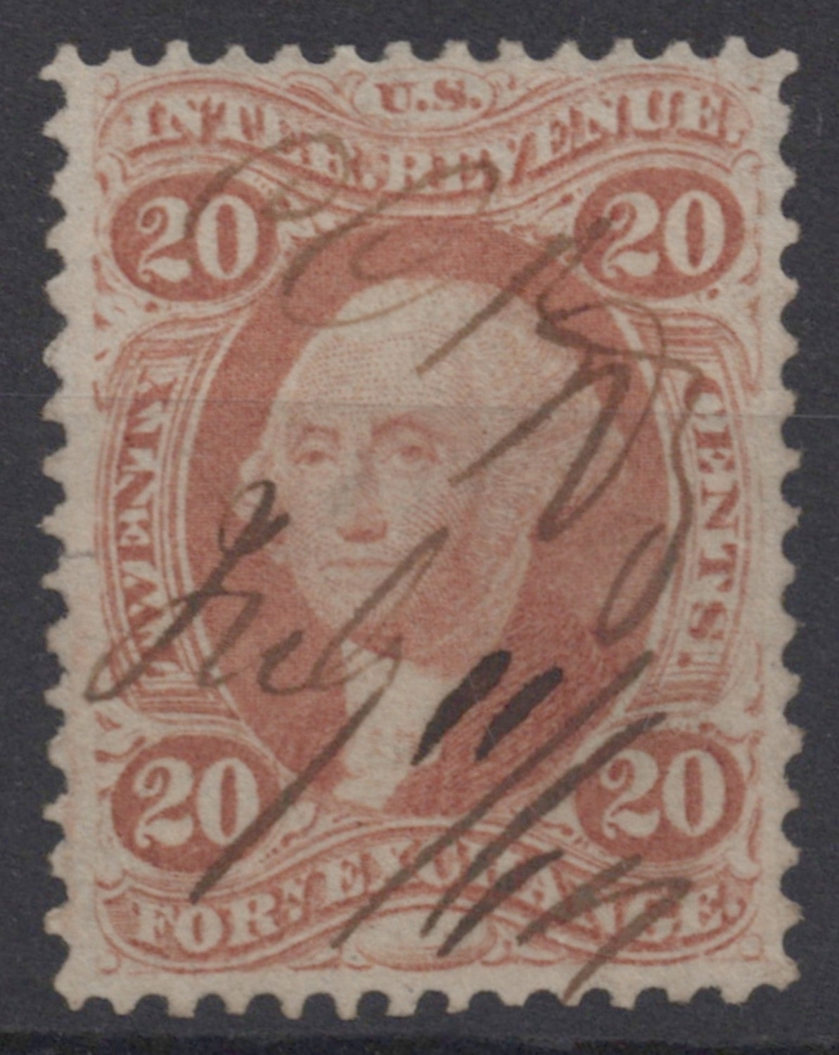 U.S. R41c Foreign Exchange Red Perforated 20-Cent Used VF 1862-1871 ZAYIX