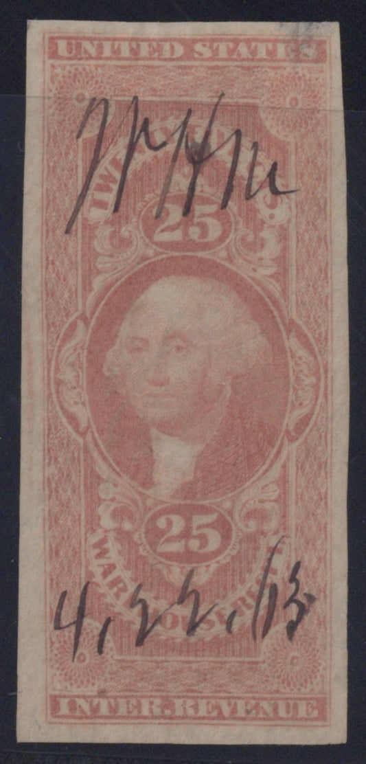 U.S. R50a Warehouse Receipt Red Imperforated 25-Cent Used VF 1862-1871 ZAYIX
