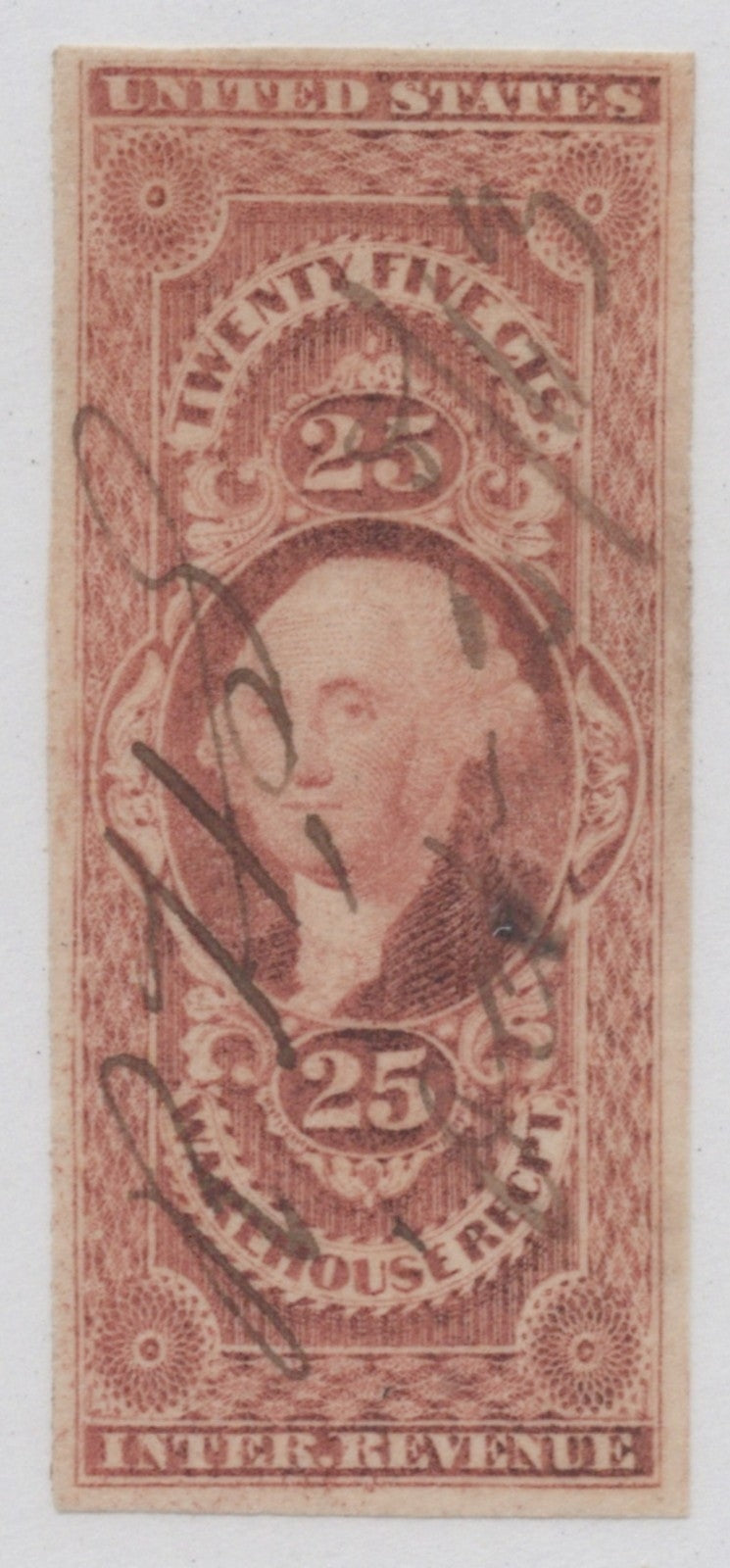 U.S. R50a Warehouse Receipt Red Imperforated 25-Cent Used 1862-1871 ZAYIX