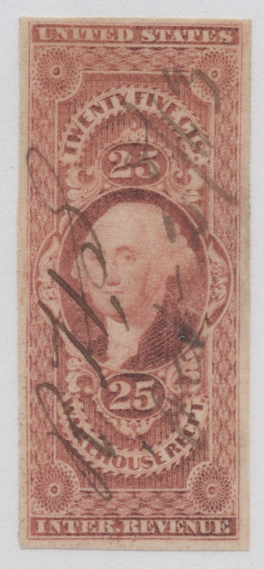 U.S. R50a Warehouse Receipt Red Imperforated 25-Cent Used 1862-1871 ZAYIX