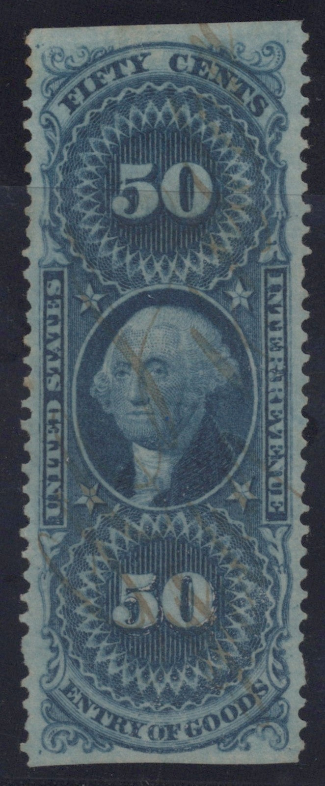 U.S. R55b Entry Of Goods Blue 50-Cent Used VF/XF 1862-1871 ZAYIX