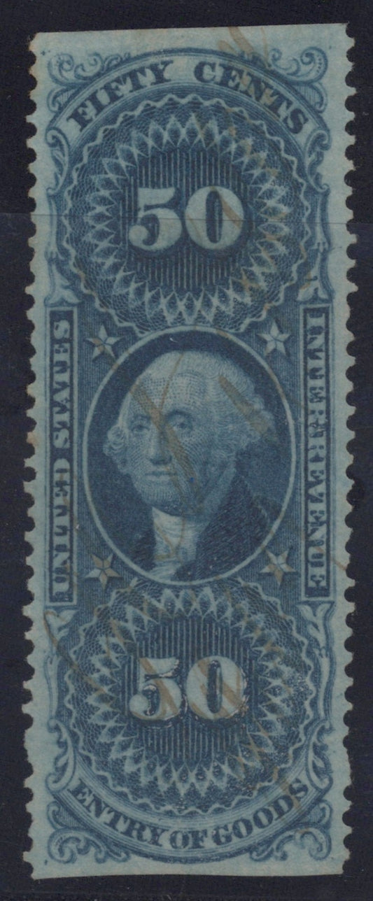 U.S. R55b Entry Of Goods Blue 50-Cent Used VF/XF 1862-1871 ZAYIX