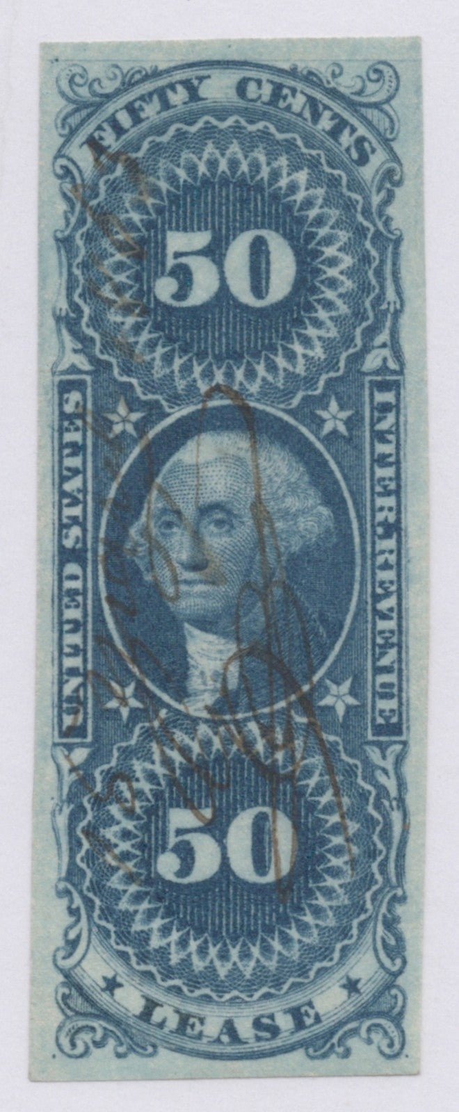 U.S. R57a Lease Blue Imperforated 50-Cent Used VF 1862-1871 ZAYIX