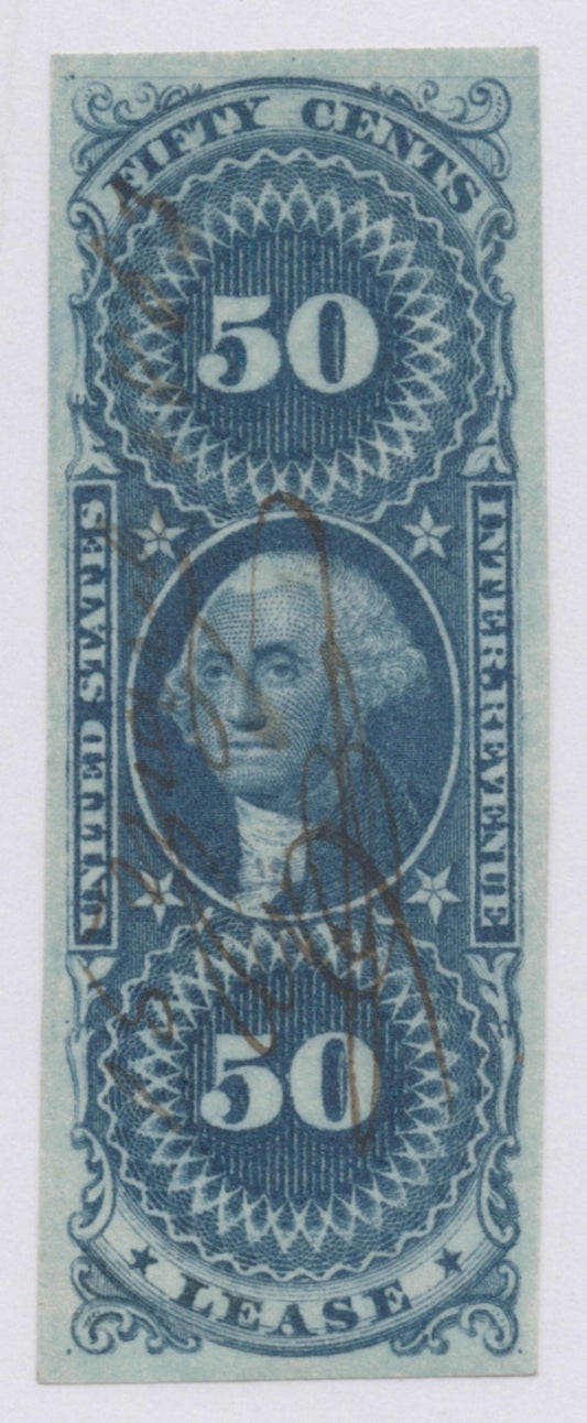 U.S. R57a Lease Blue Imperforated 50-Cent Used VF 1862-1871 ZAYIX