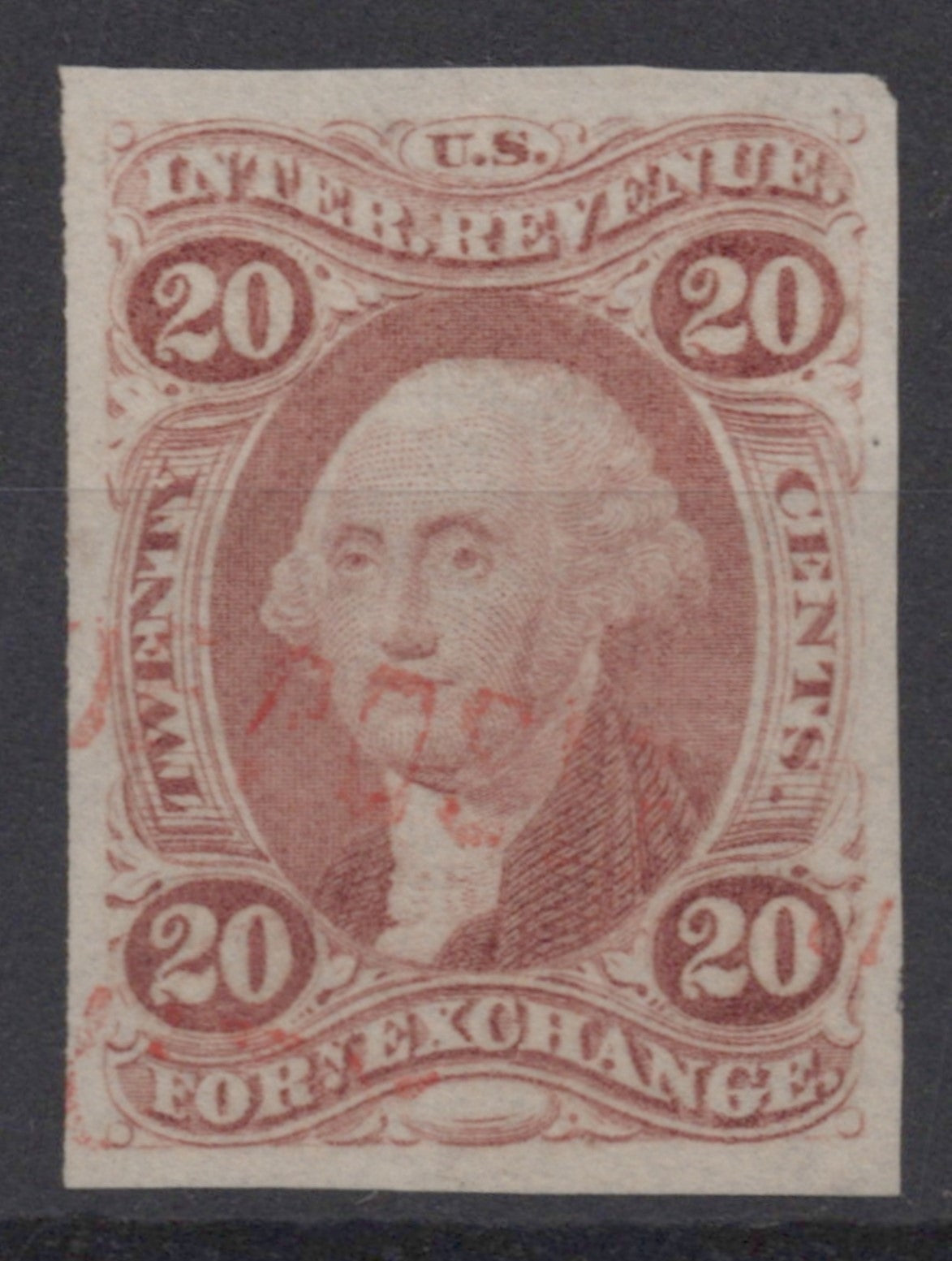 U.S. R41a Foreign Exchange Red hand Stamp 20-Cent Used XF 1862-1871 ZAYIX