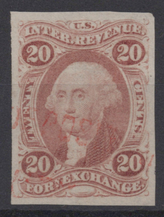 U.S. R41a Foreign Exchange Red hand Stamp 20-Cent Used XF 1862-1871 ZAYIX
