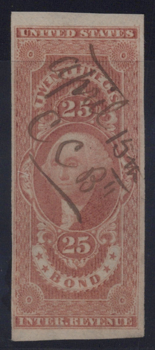 U.S. R43a Bond Red Imperforated 25-Cent Used VF 1862-1871 ZAYIX
