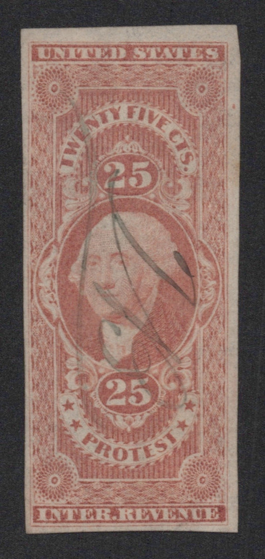U.S. R49a Protest Red Imperforated 25-Cent Used F/VF 1862-1871 ZAYIX
