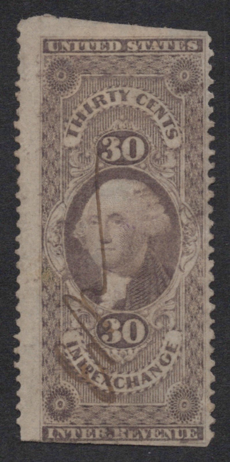 U.S. R52b Inland Exchange Lilac Partial Perforated 30-Cent Used 1862-1871 ZAYIX