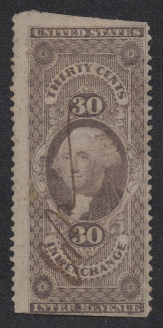 U.S. R52b Inland Exchange Lilac Partial Perforated 30-Cent Used 1862-1871 ZAYIX