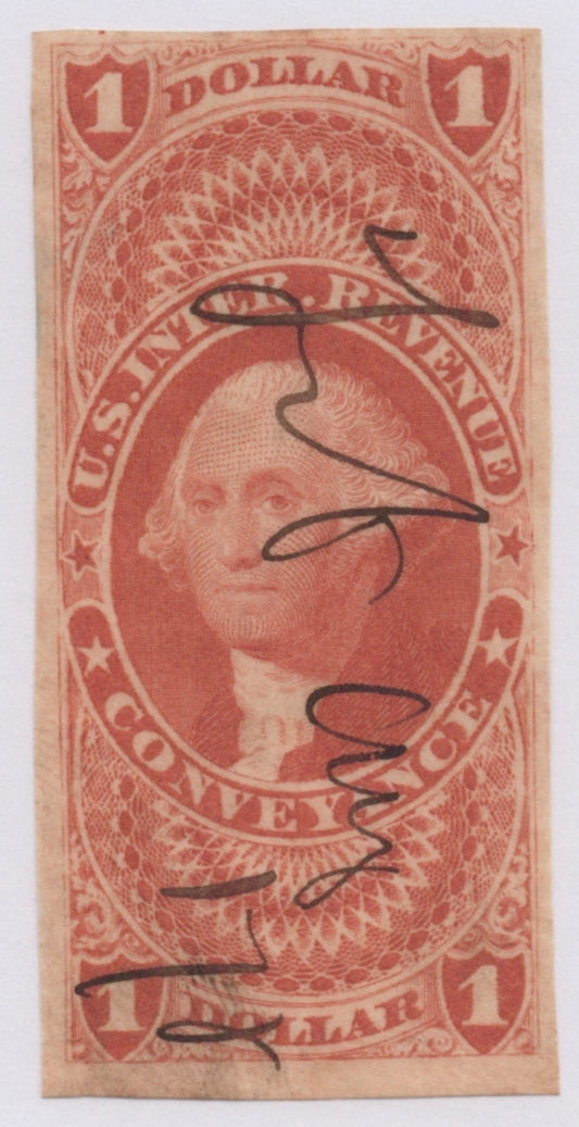 U.S. R66a Conveyance Red Imperforated $1 Used VF 1862-1871 ZAYIX