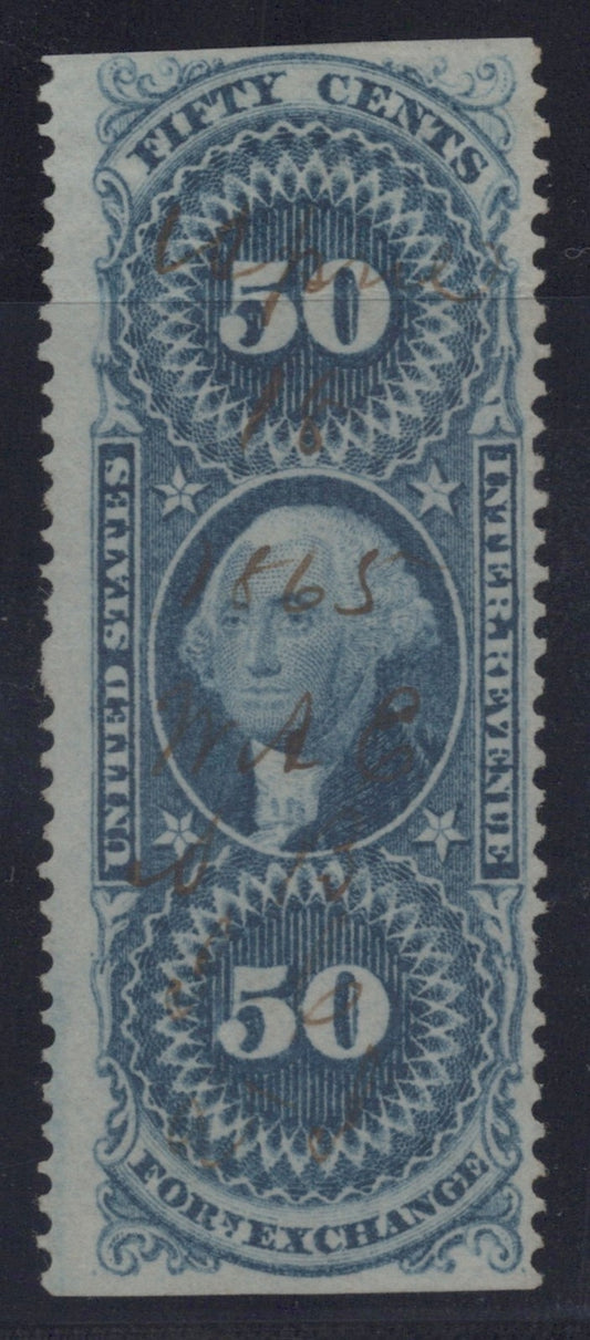 U.S. R56b Foreign Exchange Blue Partial Perforated 50-Cent Used 1862-1871 ZAYIX