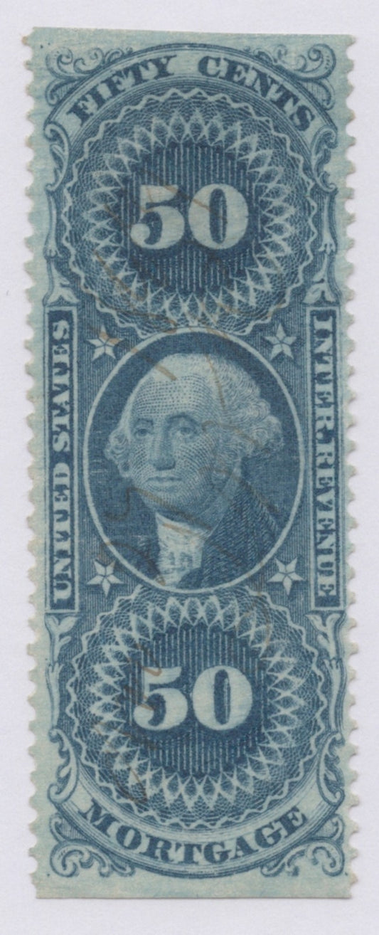 U.S. R59b Mortgage Blue Partially Perforated 50-Cent Used VF 1862-1871 ZAYIX